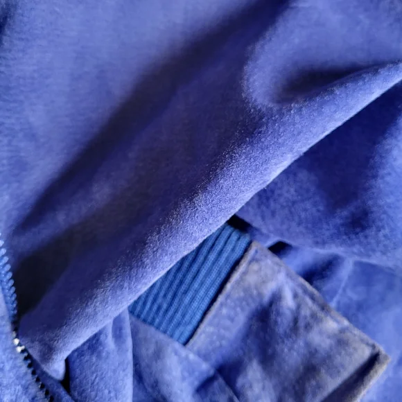 Vintage Royal Blue Suede Black Leather Patchwork Bomber Jacket Fox Run K… - Picture 10 of 16